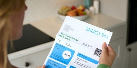 Energy-Debt-Write-off_-What-You-Need-to-Know-about-Unsustainable-Utility-Debt-feature An image of someone looking at their energy bill statement
